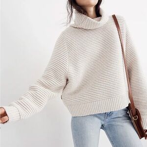 Madewell side button heather oak turtleneck sweater